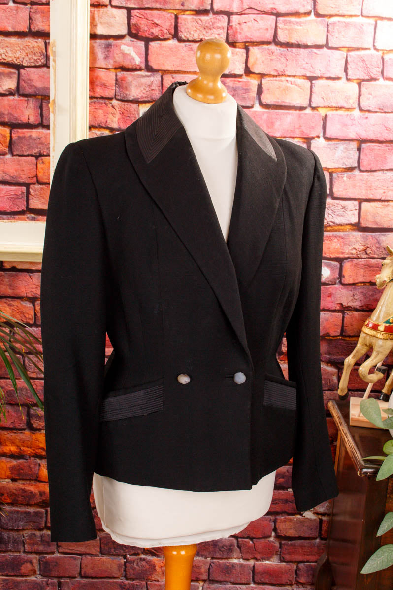 40s Blazer schwarz Wolle