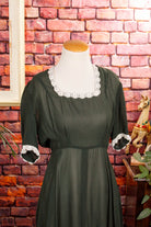 50s Chiffonkleid grün Punkte
