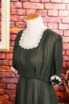 50s Chiffonkleid grün Punkte