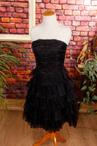 90s Partykleid schwarz Rüschen