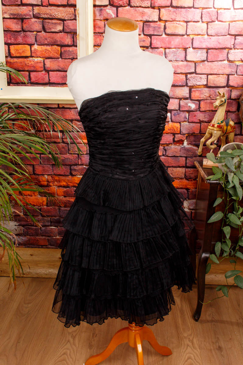 90s Partykleid schwarz Rüschen