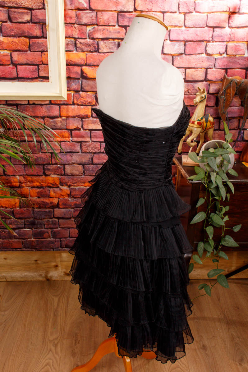 90s Partykleid schwarz Rüschen
