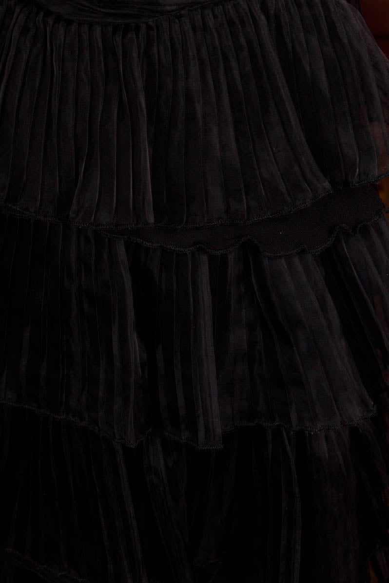 90s Partykleid schwarz Rüschen