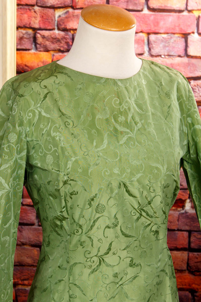 Rockabella Seidenkleid grün Brokat