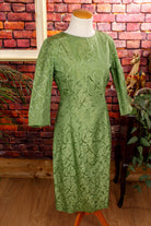 Rockabella Seidenkleid grün Brokat