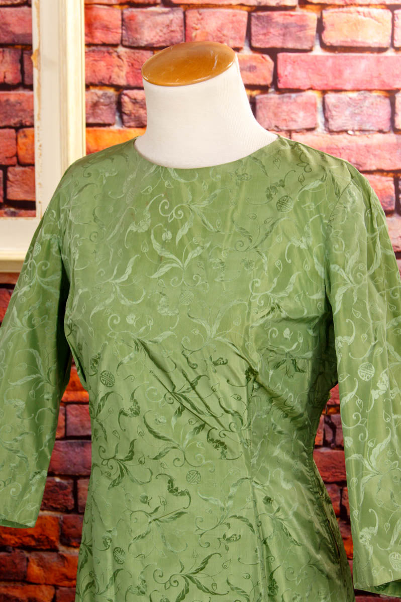 Rockabella Seidenkleid grün Brokat
