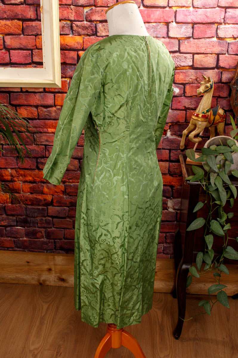 Rockabella Seidenkleid grün Brokat