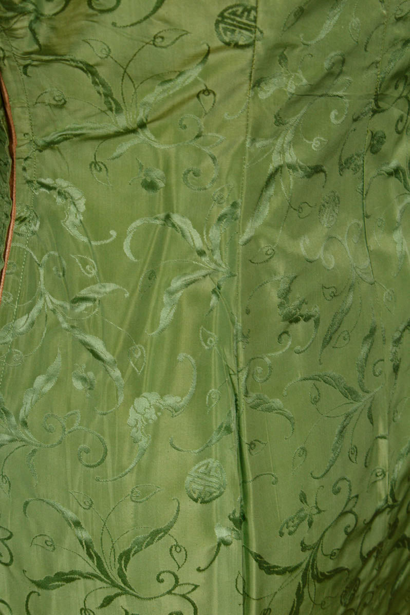 Rockabella Seidenkleid grün Brokat
