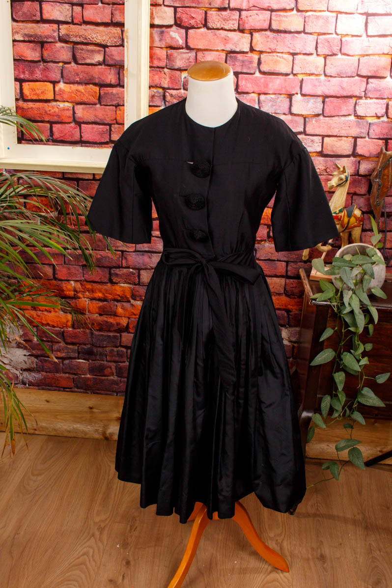 50s New Look Seidenkleid schwarz