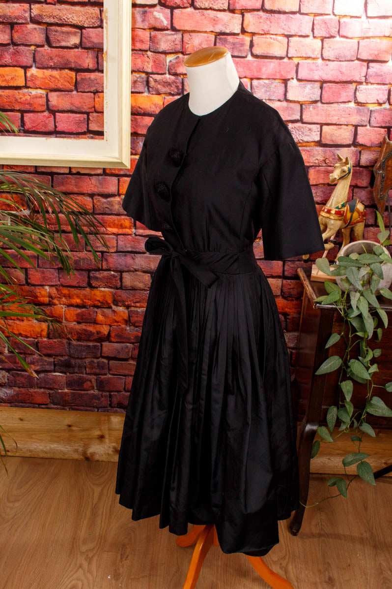50s New Look Seidenkleid schwarz