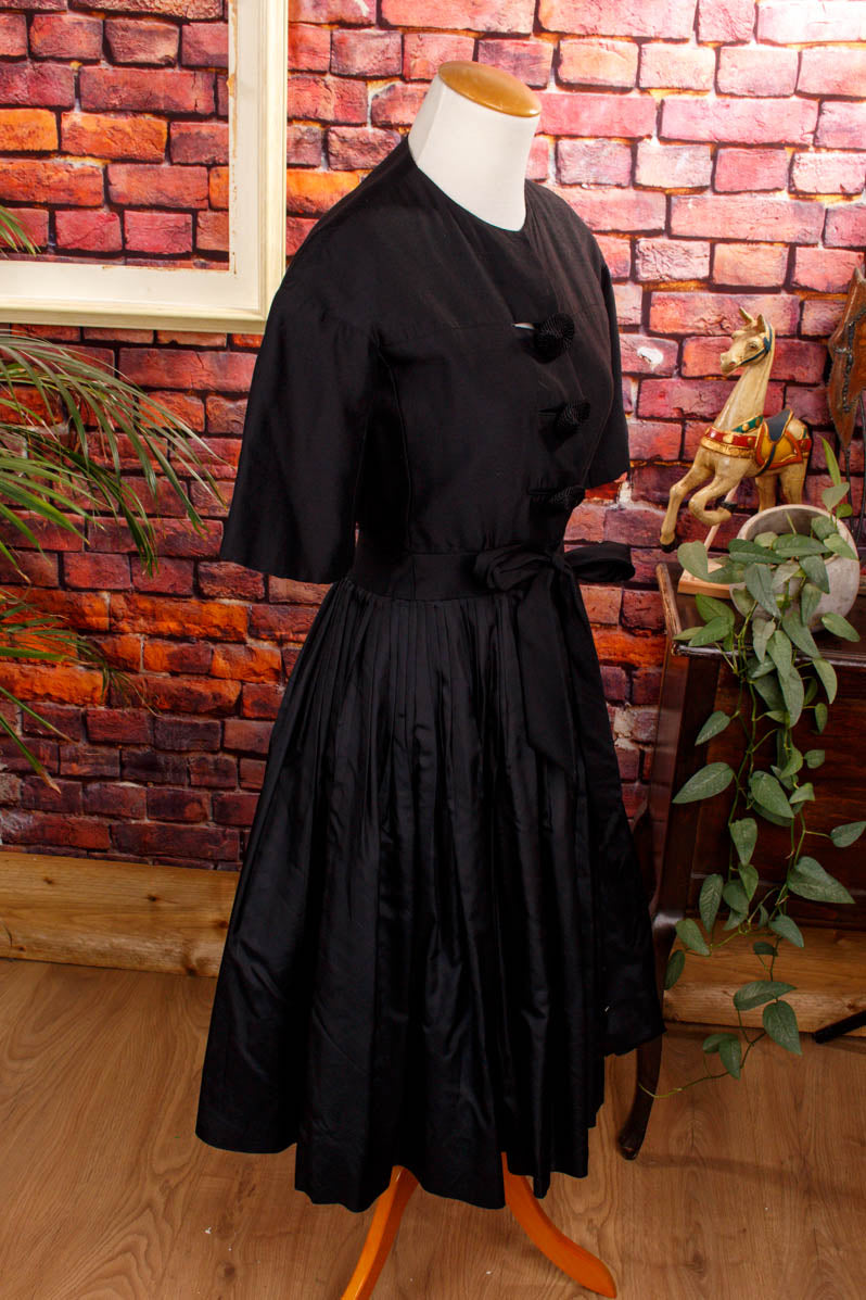 50s New Look Seidenkleid schwarz