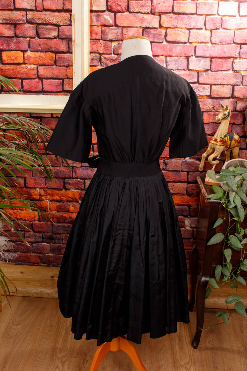 50s New Look Seidenkleid schwarz