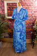70s Schlagerkleid lang blau 70er Abendmode blau Boho Disco Frau L 44-46 real-boho real-disco Schlager Special vintageberlin.de
