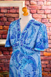 70s Schlagerkleid lang blau 70er Abendmode blau Boho Disco Frau L 44-46 real-boho real-disco Schlager Special vintageberlin.de