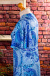 70s Schlagerkleid lang blau 70er Abendmode blau Boho Disco Frau L 44-46 real-boho real-disco Schlager Special vintageberlin.de