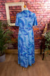 70s Schlagerkleid lang blau 70er Abendmode blau Boho Disco Frau L 44-46 real-boho real-disco Schlager Special vintageberlin.de