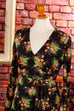 70s Maxikleid schwarz bunt Blumen 70er Abendmode Boho bunt Disco Frau Hippie M 40-42 real-boho real-disco S 36-38 Schlager schwarz Special vintageberlin.de