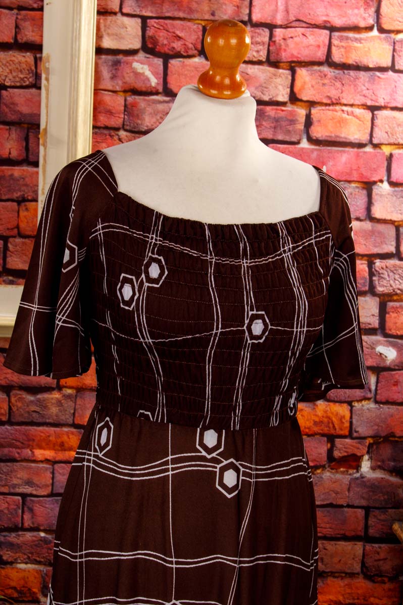 Hippie Maxikleid braun Muster - Vintage Berlin Hippie Maxikleid braun Muster - Vintage Berlin