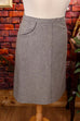 Wollrock grau Taschen 70er 80er Frau grau M 40-42 Rockabilly Sekretärin Special vintageberlin.de