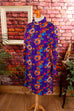 Disco Kleid Flower Power 60er 70er bunt Disco Frau lila M 40-42 real-disco Schlager Special vintageberlin.de