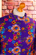 Disco Kleid Flower Power 60er 70er bunt Disco Frau lila M 40-42 real-disco Schlager Special vintageberlin.de
