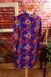 Disco Kleid Flower Power 60er 70er bunt Disco Frau lila M 40-42 real-disco Schlager Special vintageberlin.de