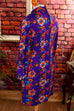 Disco Kleid Flower Power 60er 70er bunt Disco Frau lila M 40-42 real-disco Schlager Special vintageberlin.de