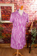 70s Schlagerkleid pink Muster 60er 70er Disco L 44-46 lila pink real-disco real-rockabilly Rockabilly Schlager Special vintageberlin.de