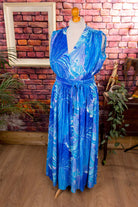 70s Maxikleid lang meerblau