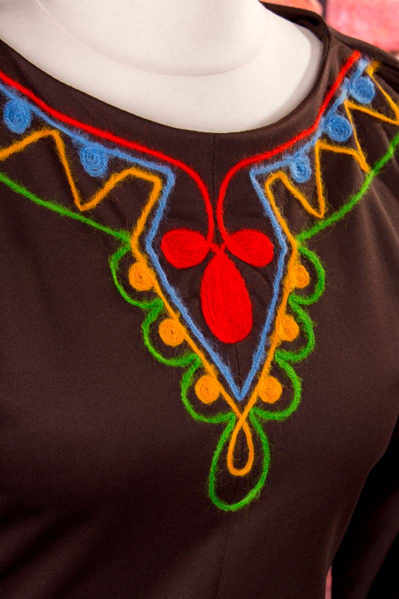 Hippie Maxikleid braun bestickt