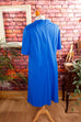 Etuikleid blau bestickt 70er blau Disco Frau real-disco real-rockabilly Rockabilly Schlager Sekretärin Special XL 48-50 vintageberlin.de