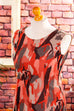 70s Schlager Maxikleid rot Glitzer