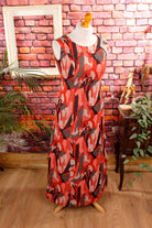 70s Schlager Maxikleid rot Glitzer