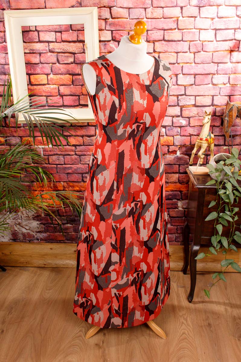 70s Schlager Maxikleid rot Glitzer