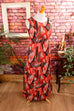 70s Schlager Maxikleid rot Glitzer