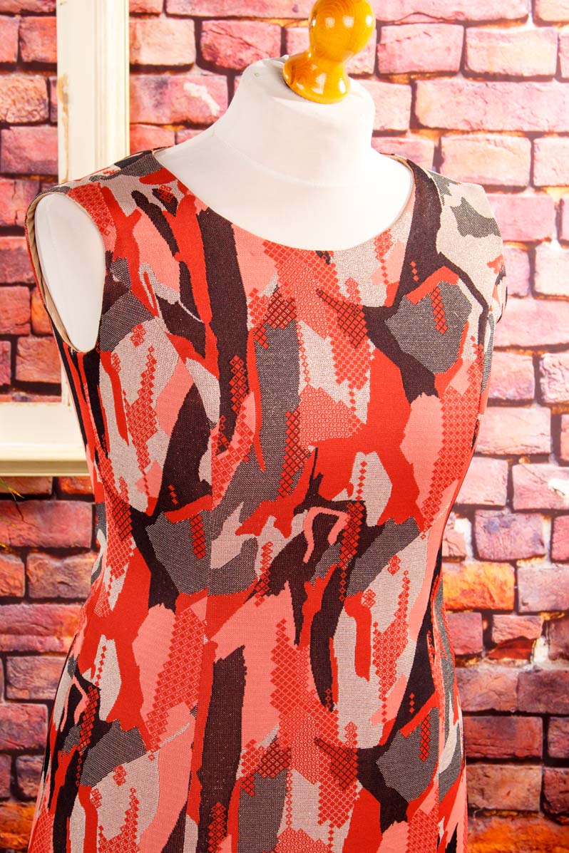 70s Schlager Maxikleid rot Glitzer