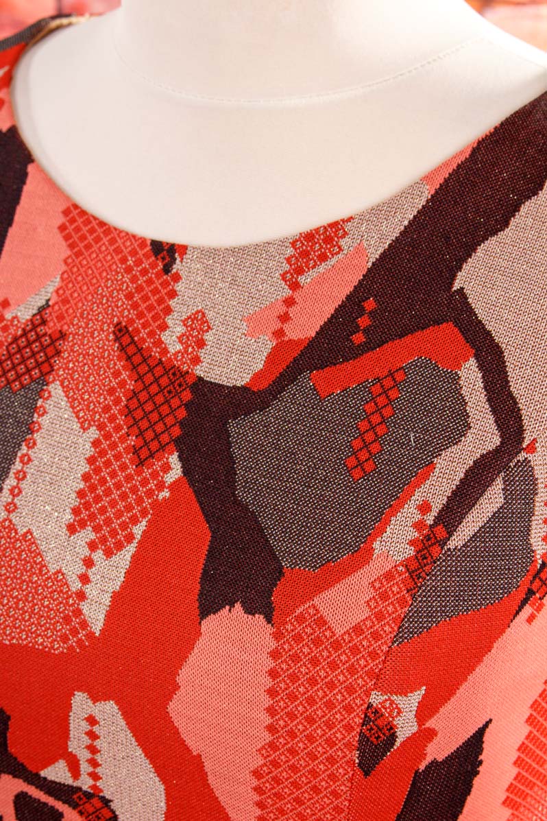 70s Schlager Maxikleid rot Glitzer