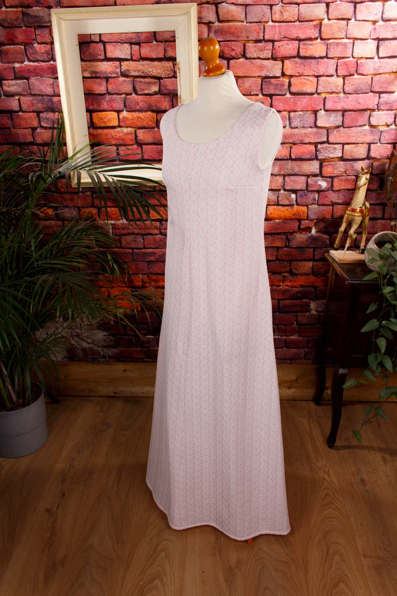 70s Schlagerkleid rosa Muster
