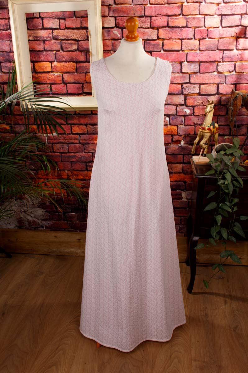 70s Schlagerkleid rosa Muster