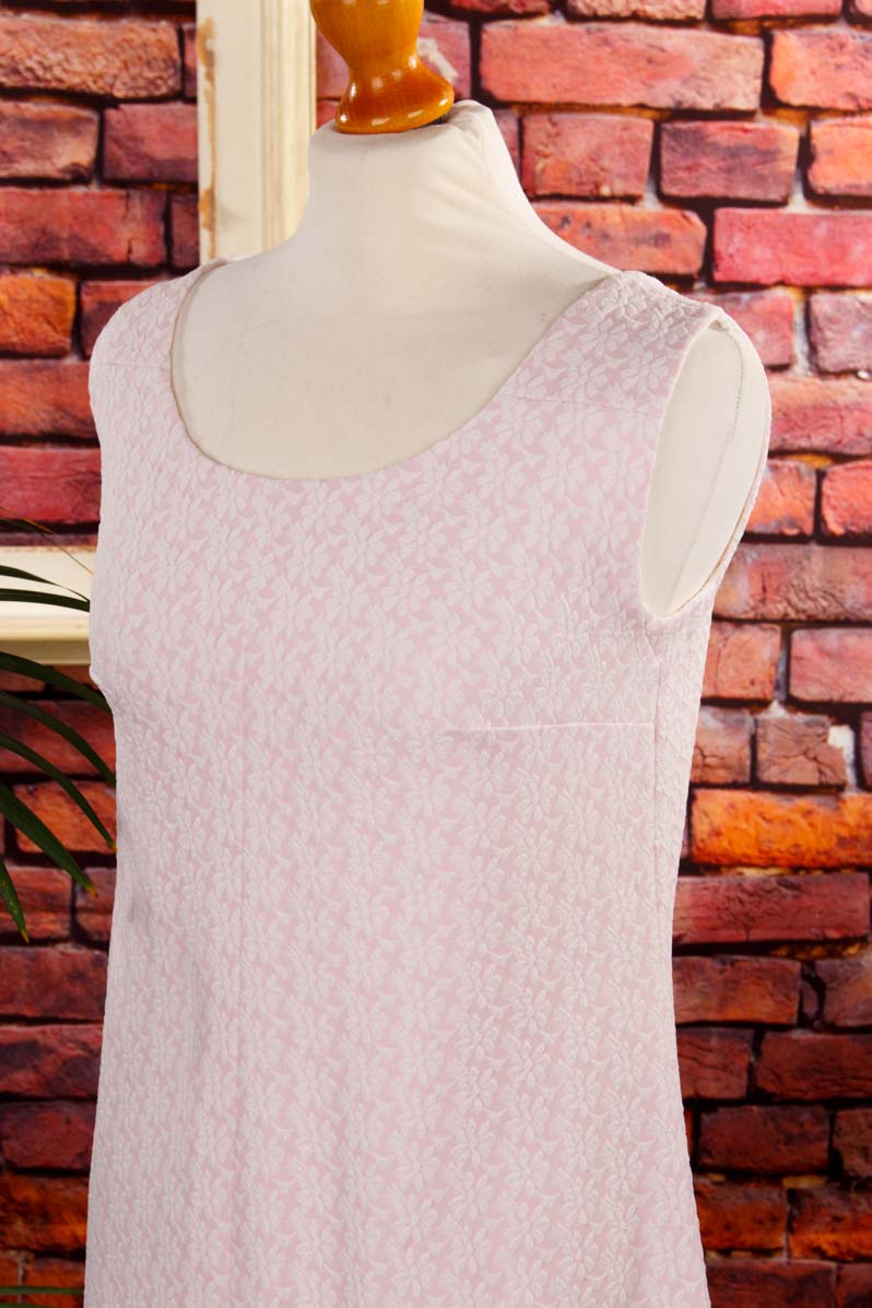 70s Schlagerkleid rosa Muster