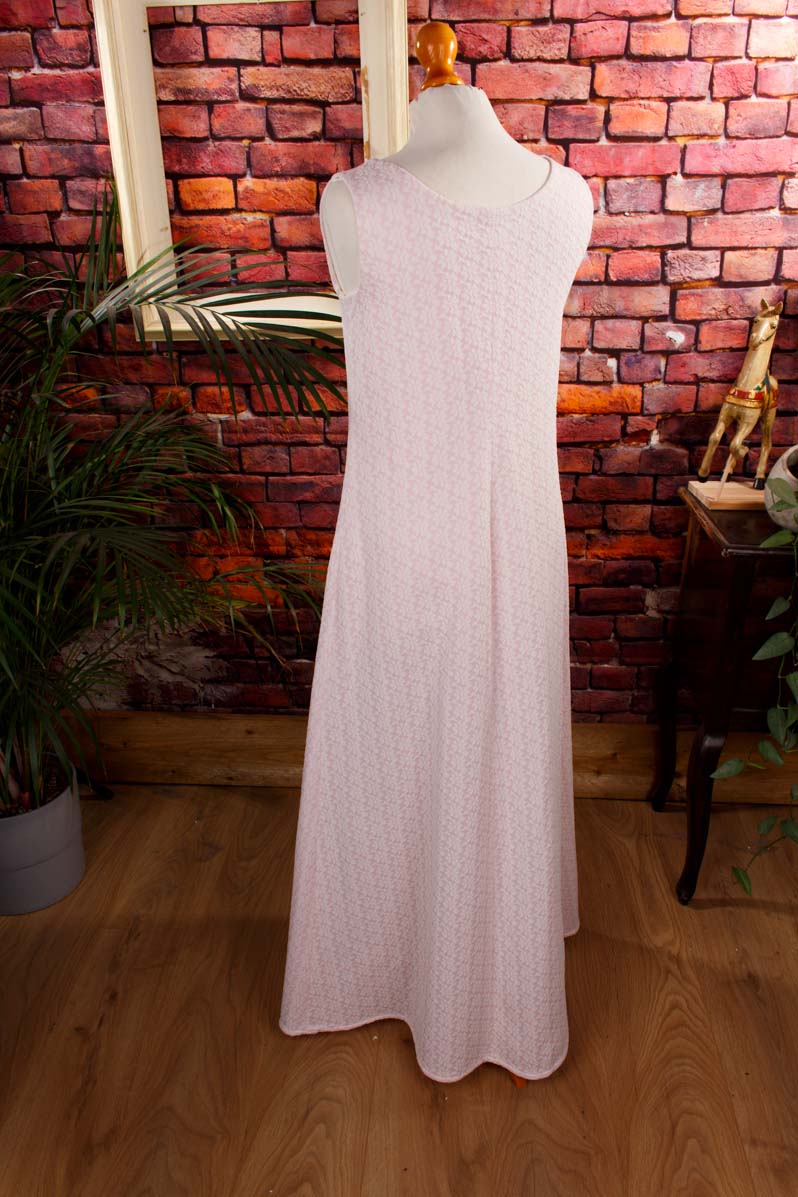 70s Schlagerkleid rosa Muster