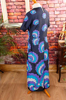 Disco Kleid blau Schlager Wolkenmuster