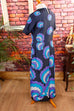 Disco Kleid blau Schlager Wolkenmuster 60er 70er Abendmode blau Disco Frau M 40-42 real-disco Schlager Special vintageberlin.de