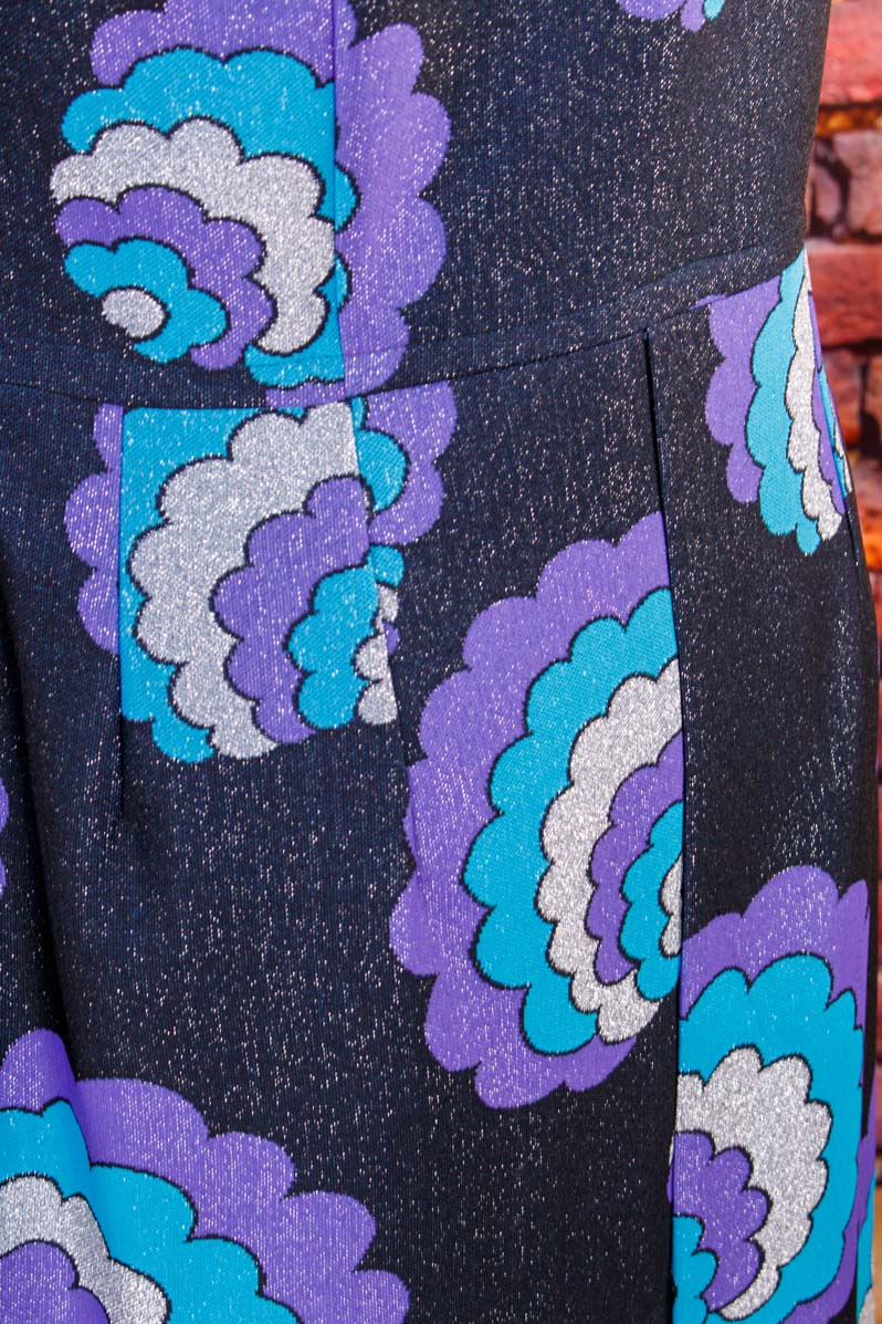 Disco Kleid blau Schlager Wolkenmuster