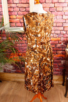 50er Jahre Kleid seidig braun Muster