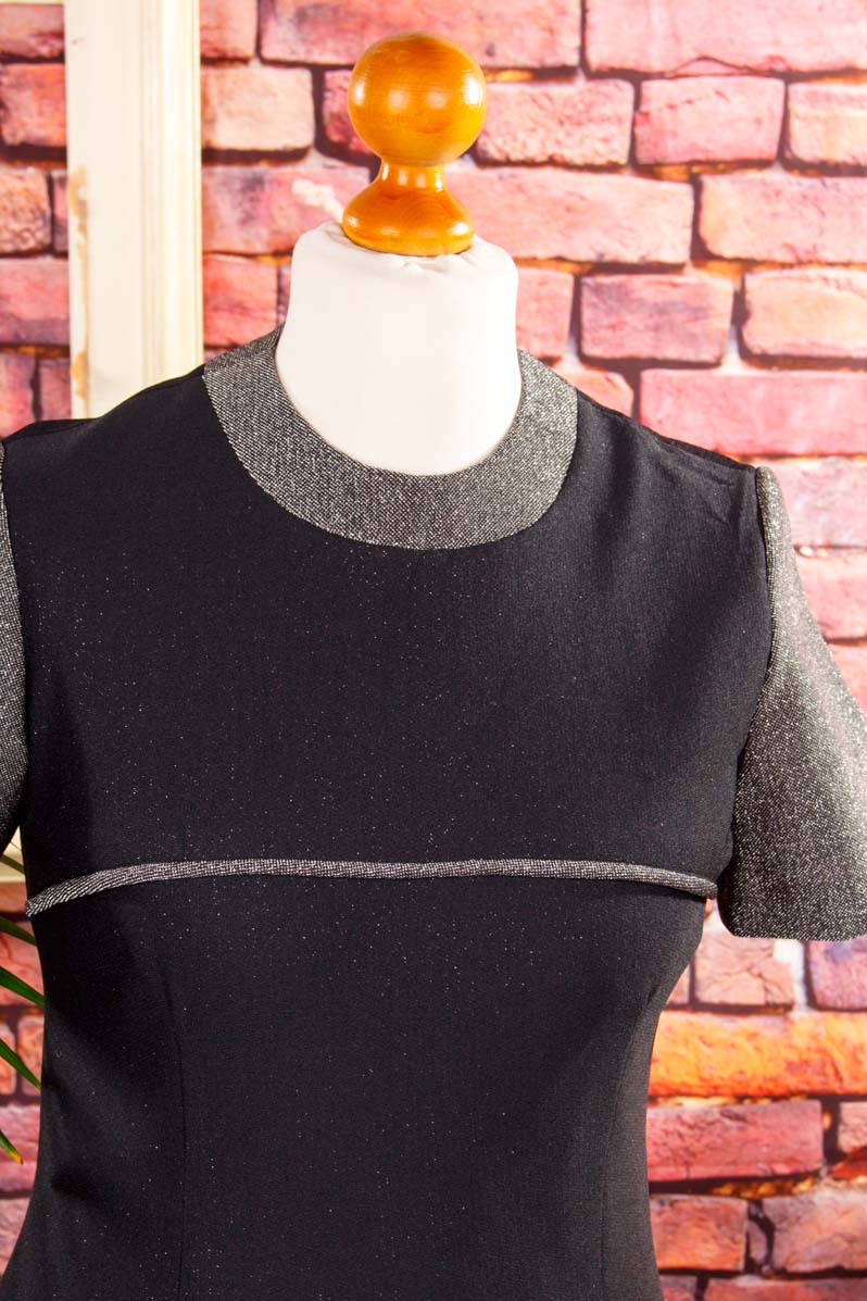 Disco Glitzerkleid silber schwarz