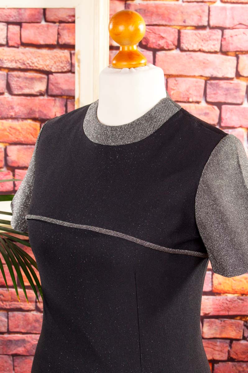 Disco Glitzerkleid silber schwarz