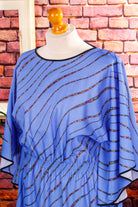 70s Kaftan Maxikleid blau Muster