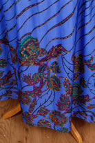 70s Kaftan Maxikleid blau Muster