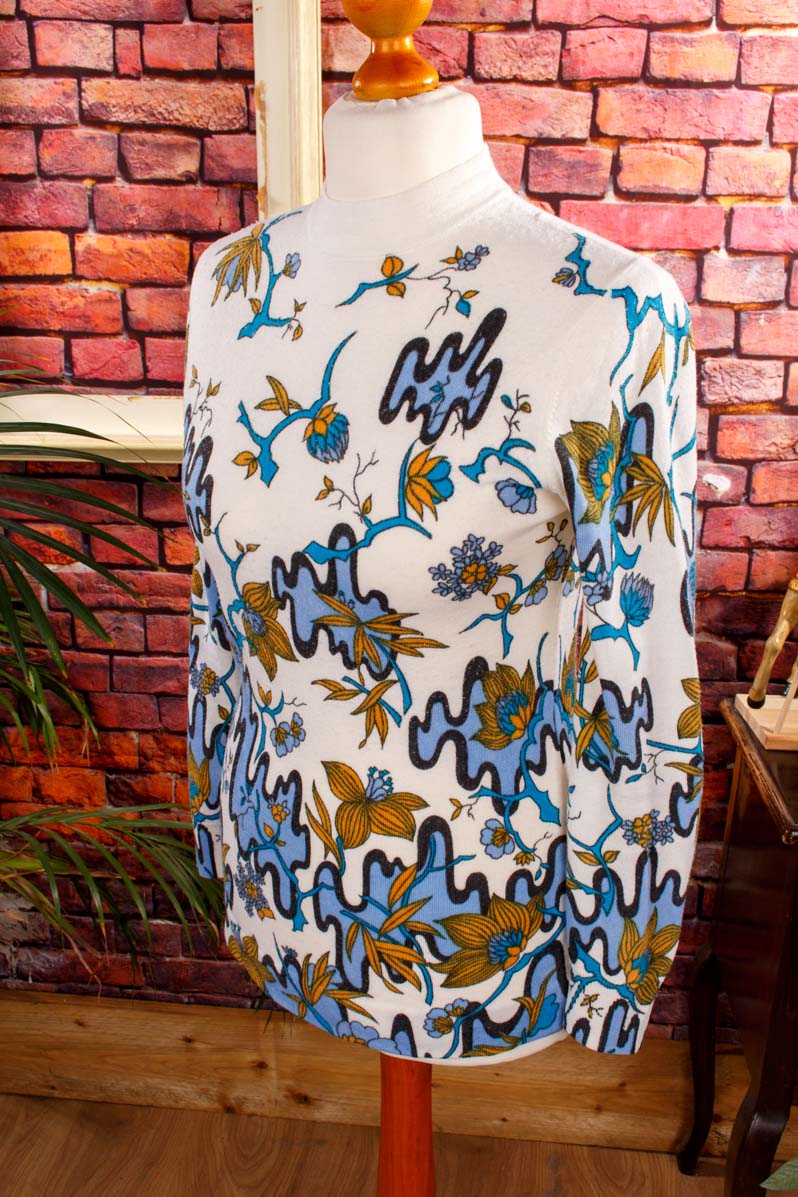 70s Langarm Shirt Strick bunt Muster